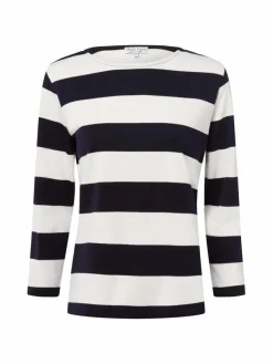 Marie Lund Shirts & Tops*Damen Langarmshirt ecru marine gestreift
