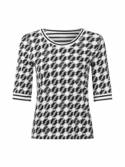 Marc Cain Sports Shirts & Tops*Damen Langarmshirt ecru marine gemustert