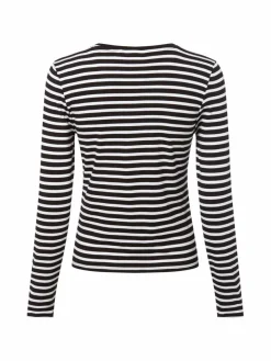 comma casual identity Shirts & Tops*Damen Langarmshirt ecru schwarz gestreift