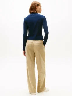 Tommy Hilfiger Shirts & Tops*Damen Langarmshirt - marine uni