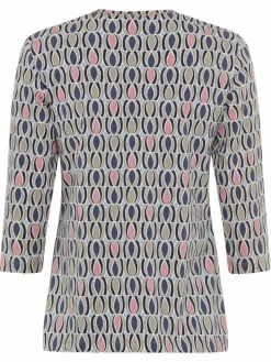 Olsen Shirts & Tops*Damen Langarmshirt - Edda marine altrosa gemustert