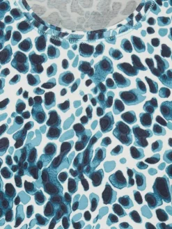 Olsen Shirts & Tops*Damen Langarmshirt - Edda türkis weiß gemustert