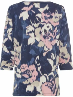 Olsen Shirts & Tops*Damen Langarmshirt - Hannah indigo rosa gemustert