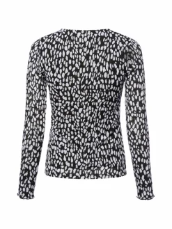 Vila Shirts & Tops*Damen Langarmshirt - rine schwarz weiß gemustert