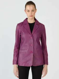JCC Blazer*Damen Lederblazer lila uni