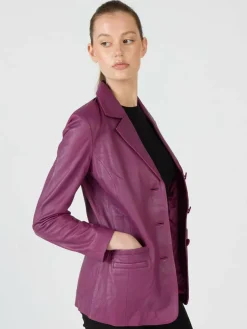 JCC Blazer*Damen Lederblazer lila uni