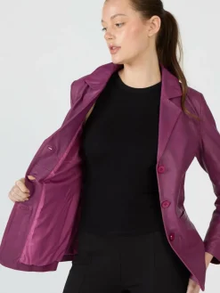 JCC Blazer*Damen Lederblazer lila uni