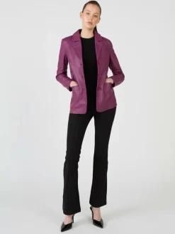 JCC Blazer*Damen Lederblazer lila uni