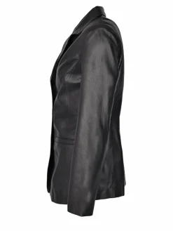 JCC Blazer*Damen Lederblazer schwarz uni