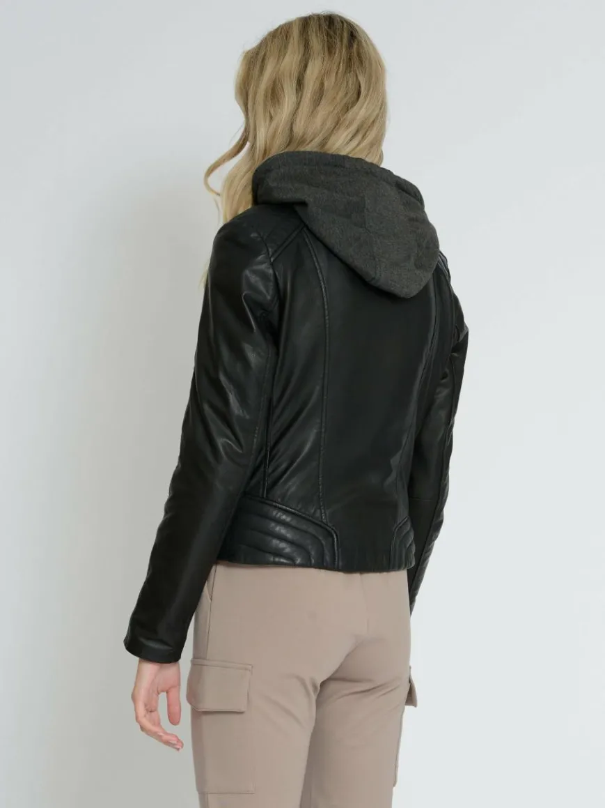 Mustang Blazer*Damen Lederjacke schwarz uni