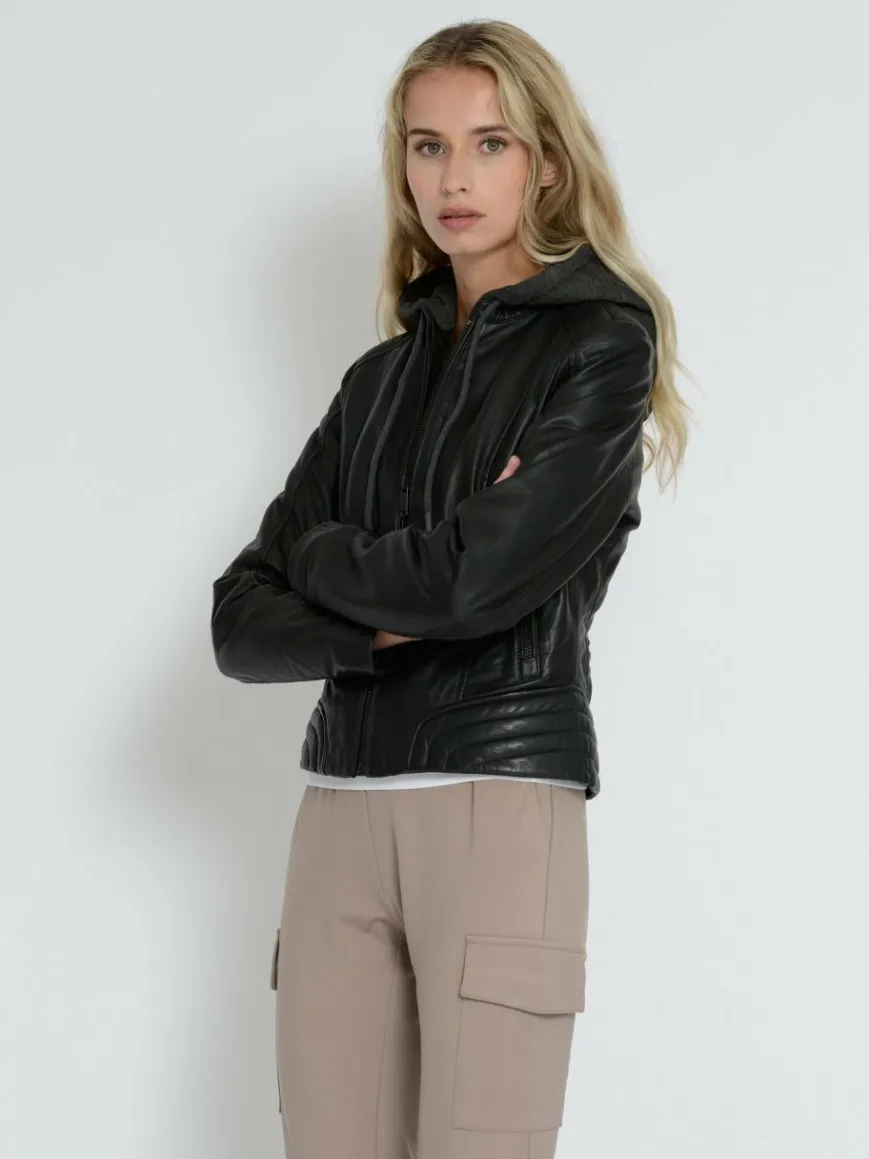 Mustang Blazer*Damen Lederjacke schwarz uni