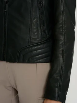 Mustang Blazer*Damen Lederjacke schwarz uni