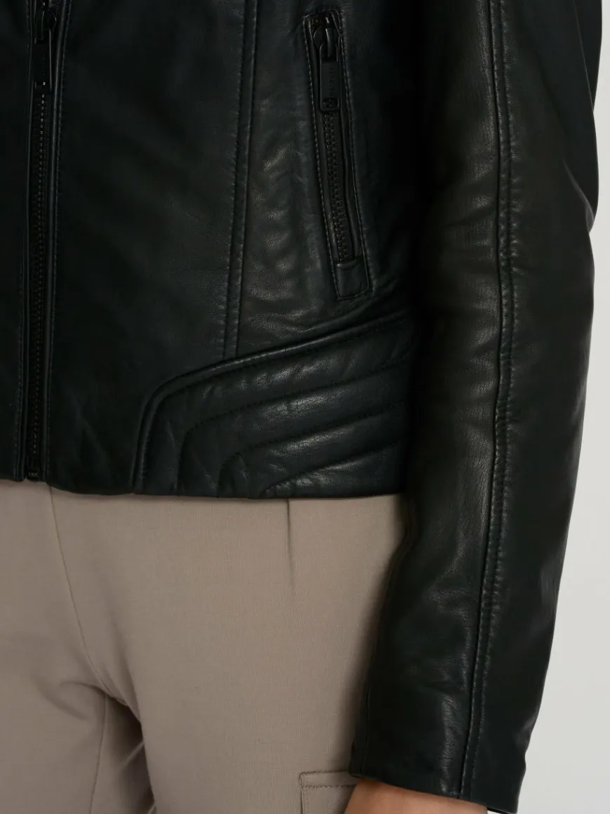 Mustang Blazer*Damen Lederjacke schwarz uni