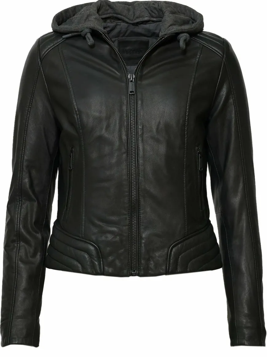 Mustang Blazer*Damen Lederjacke schwarz uni