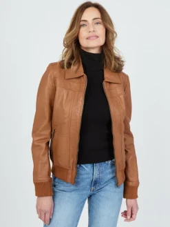 JCC Jacken & Westen*Damen Lederjacke cognac uni