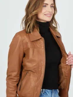 JCC Jacken & Westen*Damen Lederjacke cognac uni
