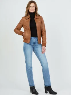 JCC Jacken & Westen*Damen Lederjacke cognac uni