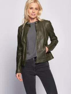 Maze Jacken & Westen*Damen Lederjacke grün uni
