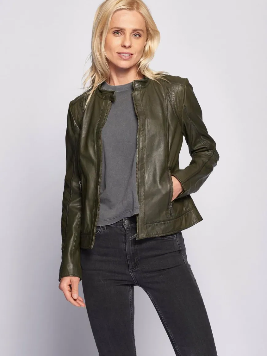 Maze Jacken & Westen*Damen Lederjacke grün uni