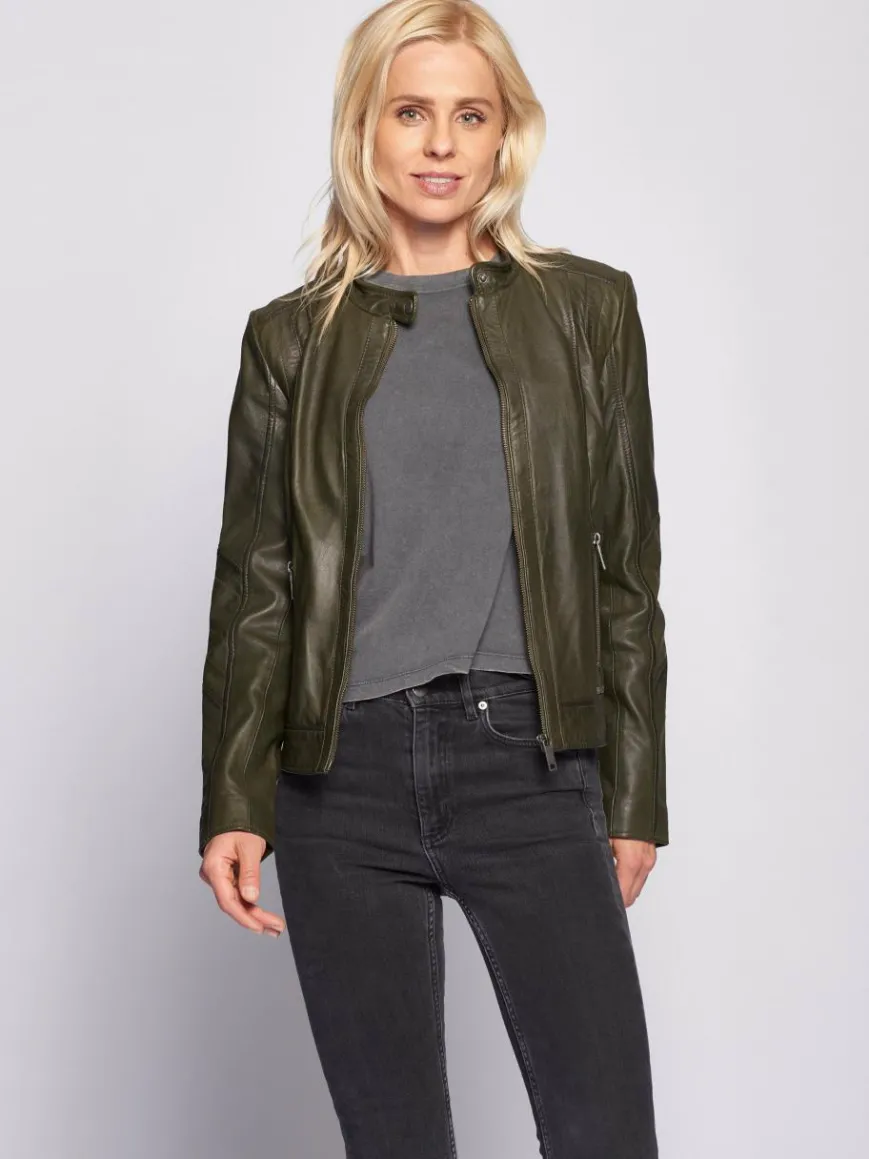 Maze Jacken & Westen*Damen Lederjacke grün uni