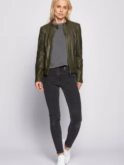 Maze Jacken & Westen*Damen Lederjacke grün uni