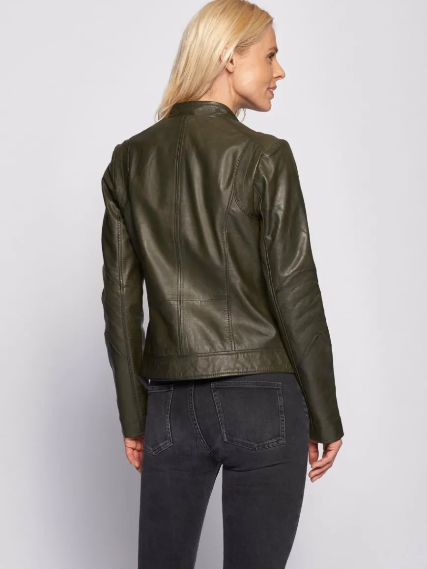 Maze Jacken & Westen*Damen Lederjacke grün uni