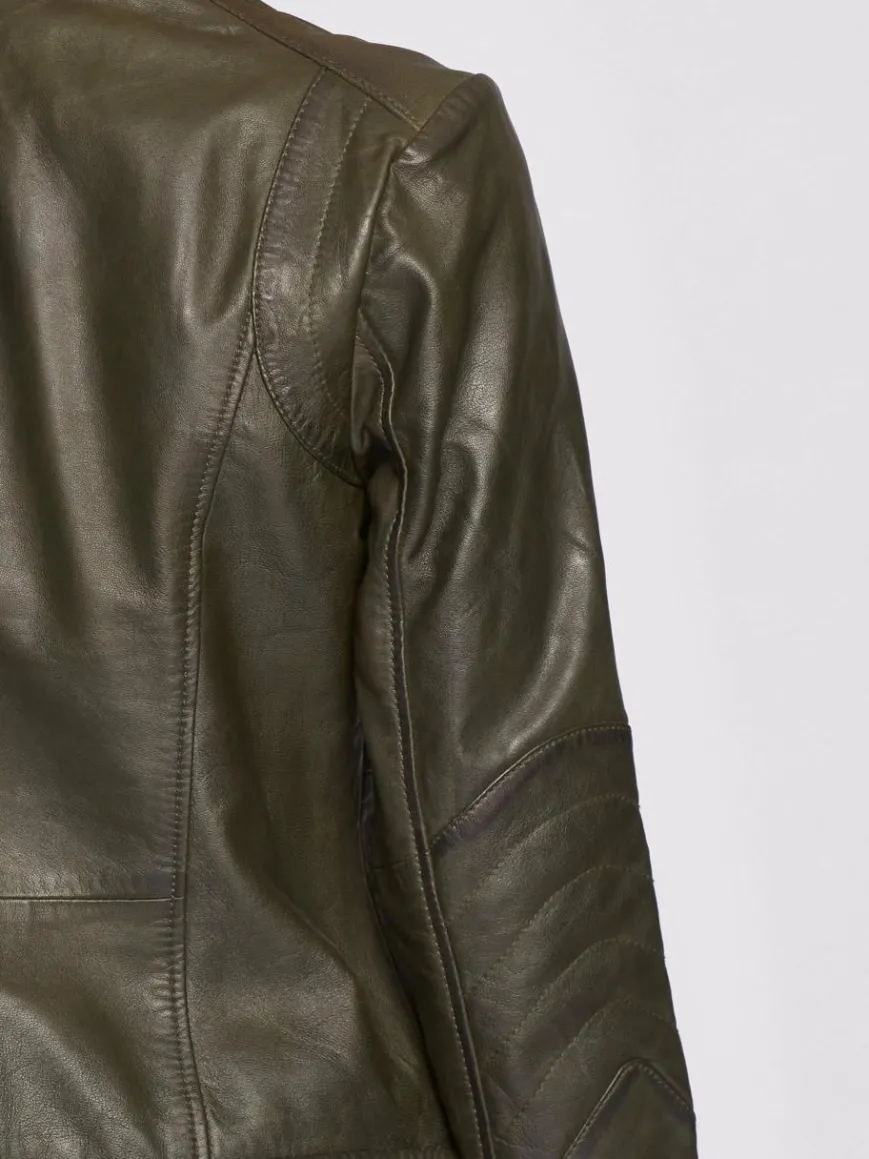 Maze Jacken & Westen*Damen Lederjacke grün uni