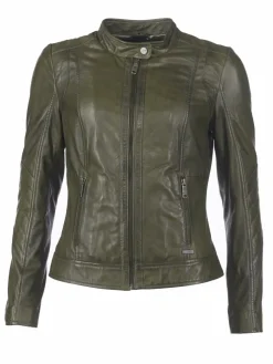 Maze Jacken & Westen*Damen Lederjacke grün uni