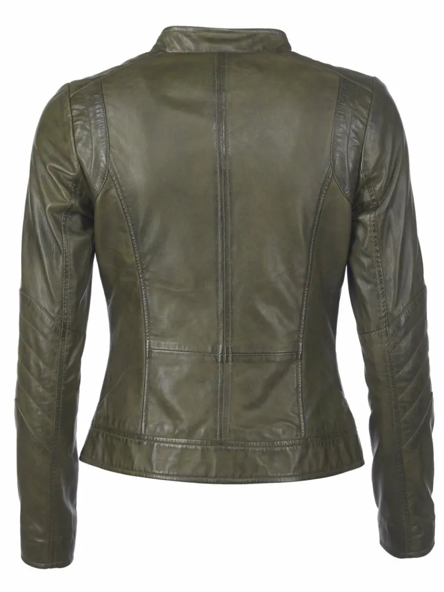 Maze Jacken & Westen*Damen Lederjacke grün uni