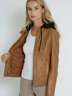 Mustang Blazer*Damen Lederjacke cognac uni