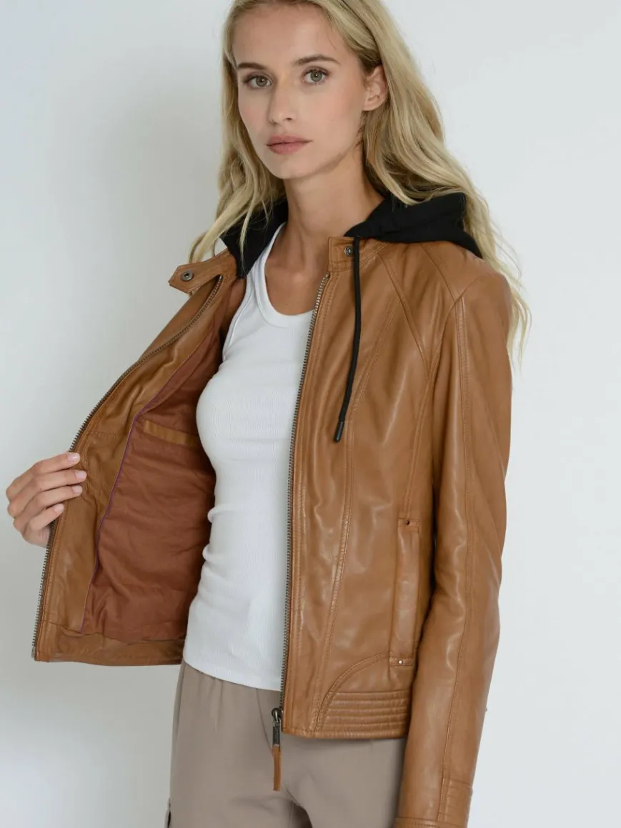 Mustang Blazer*Damen Lederjacke cognac uni