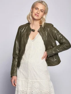 Maze Jacken & Westen*Damen Lederjacke grün uni