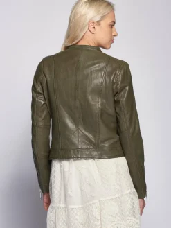 Maze Jacken & Westen*Damen Lederjacke grün uni