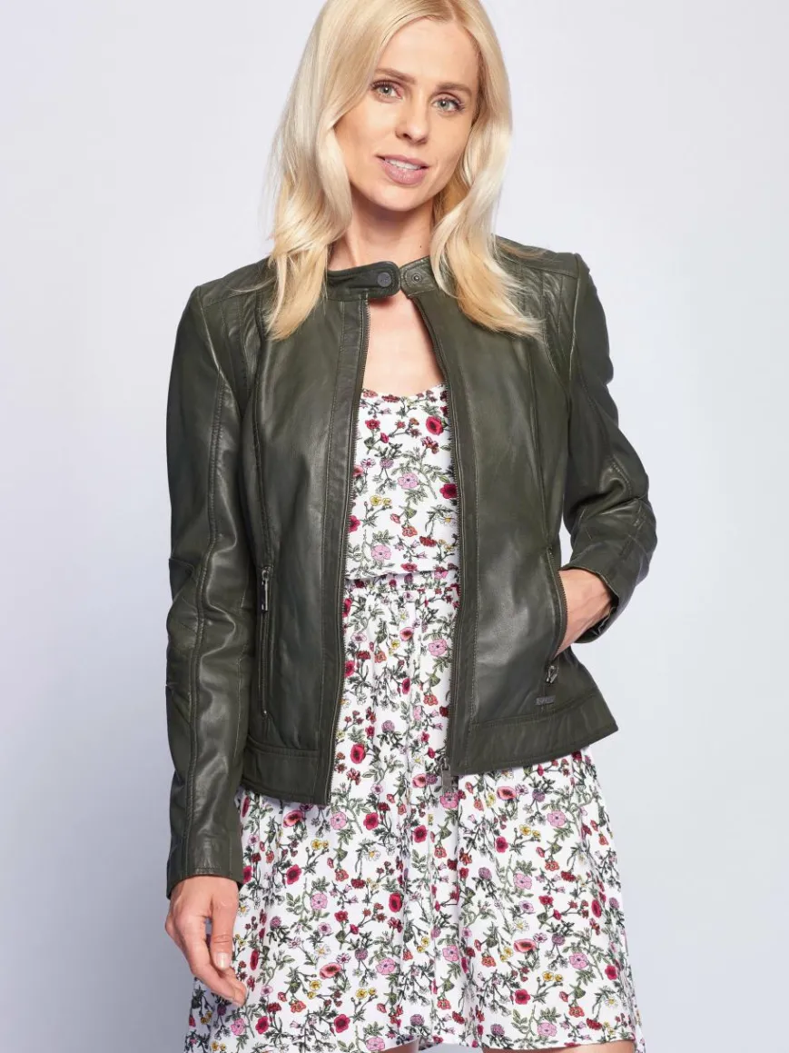Maze Jacken & Westen*Damen Lederjacke grün uni
