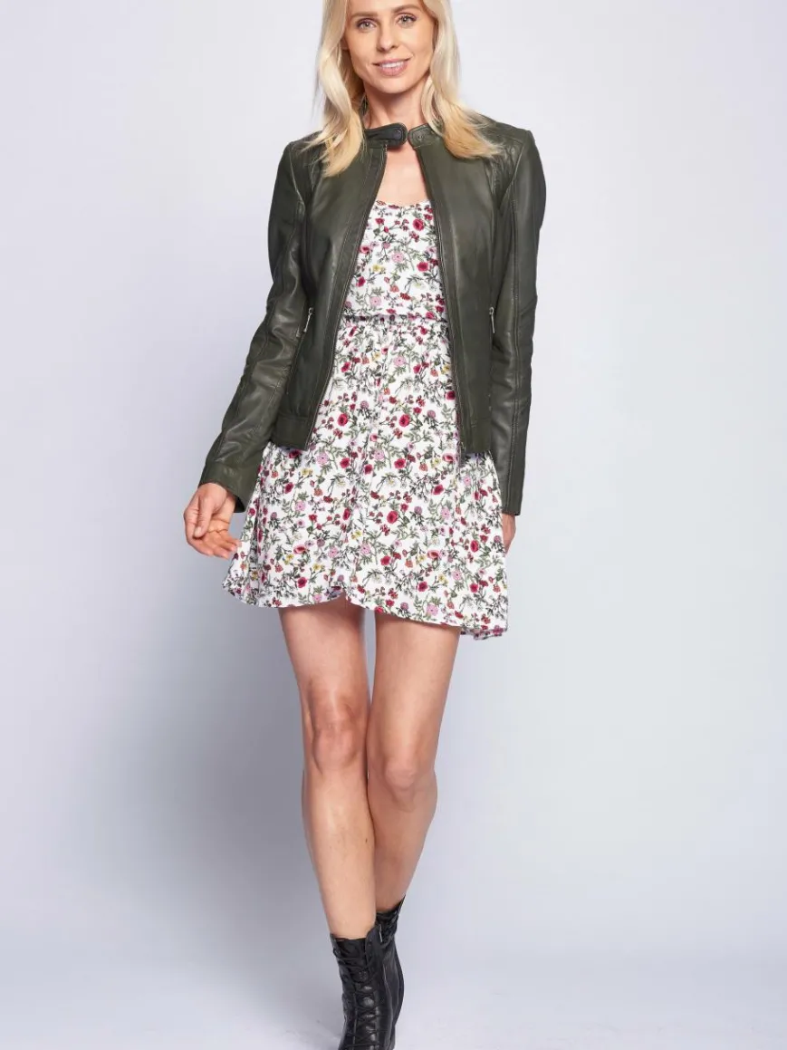 Maze Jacken & Westen*Damen Lederjacke grün uni