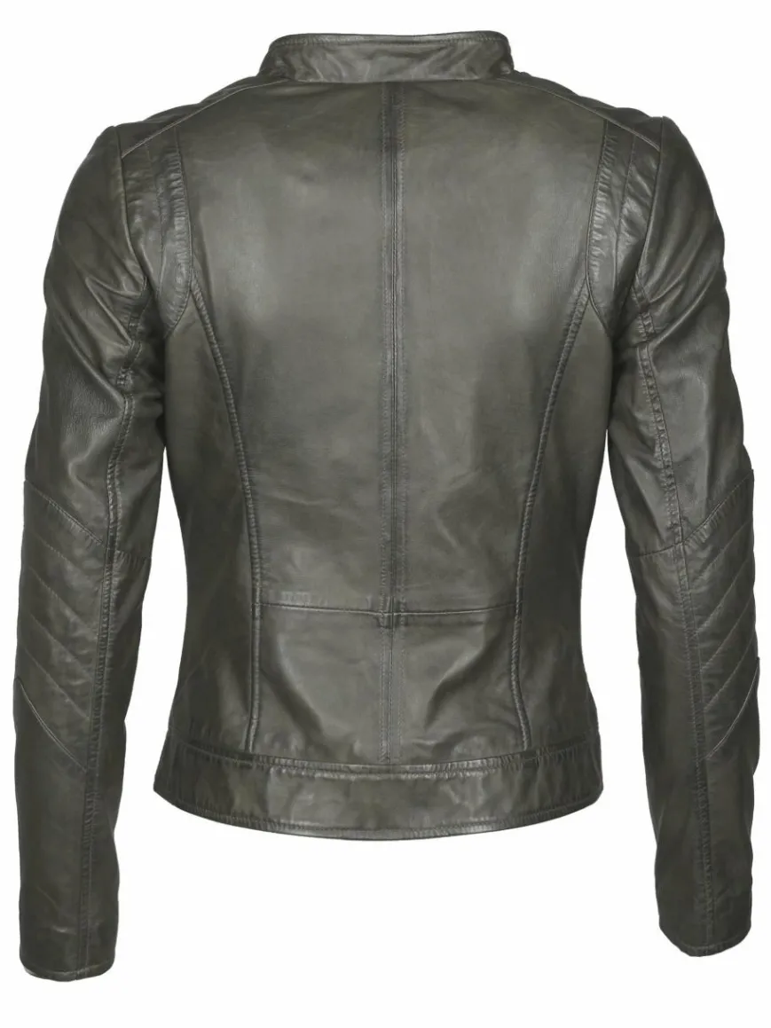 Maze Jacken & Westen*Damen Lederjacke grün uni