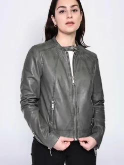 Maze Jacken & Westen*Damen Lederjacke grau uni