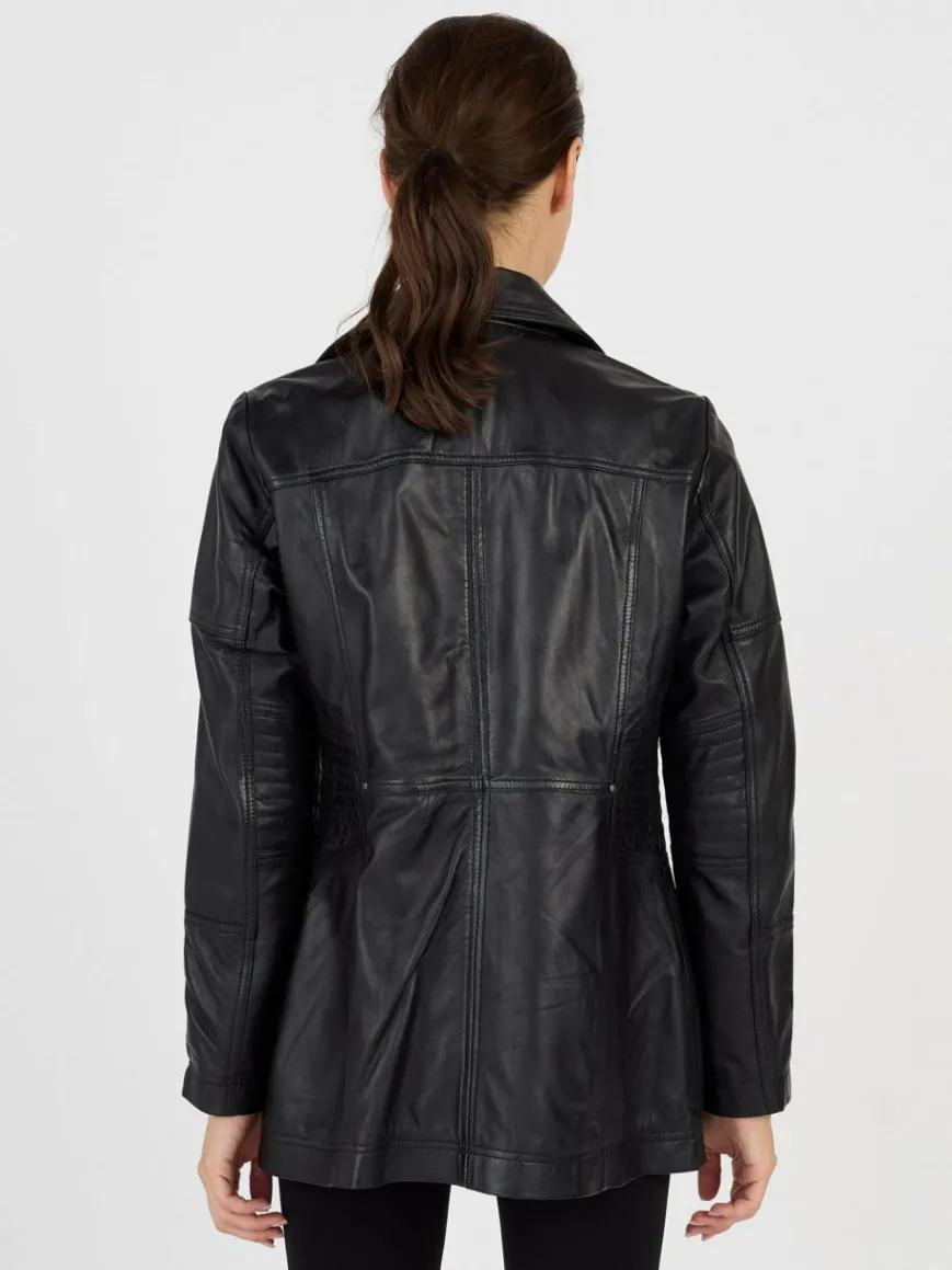 JCC Jacken & Westen*Damen Lederjacke schwarz uni