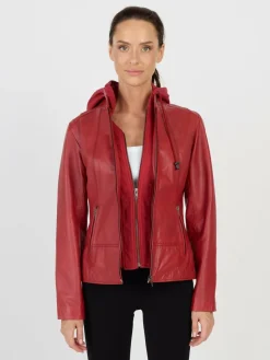 JCC Jacken & Westen*Damen Lederjacke rot uni