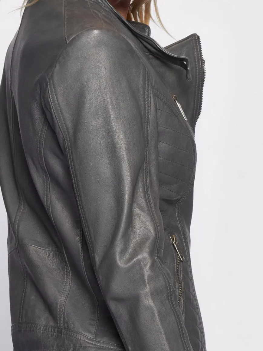 Maze Jacken & Westen*Damen Lederjacke grau uni