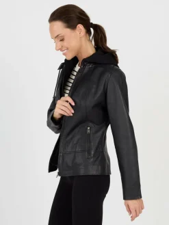 JCC Jacken & Westen*Damen Lederjacke schwarz uni
