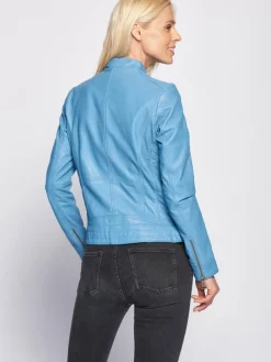 Maze Jacken & Westen*Damen Lederjacke hellblau uni