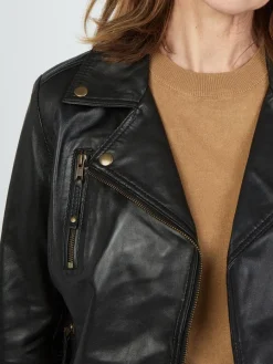 JCC Jacken & Westen*Damen Lederjacke schwarz uni