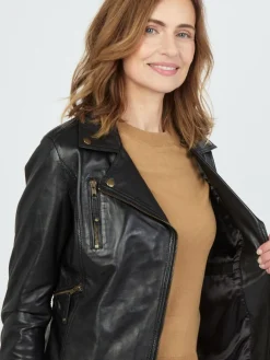 JCC Jacken & Westen*Damen Lederjacke schwarz uni