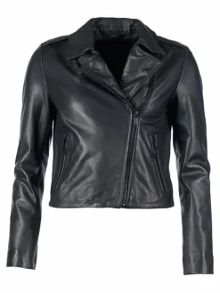 Mustang Blazer*Damen Lederjacke schwarz uni