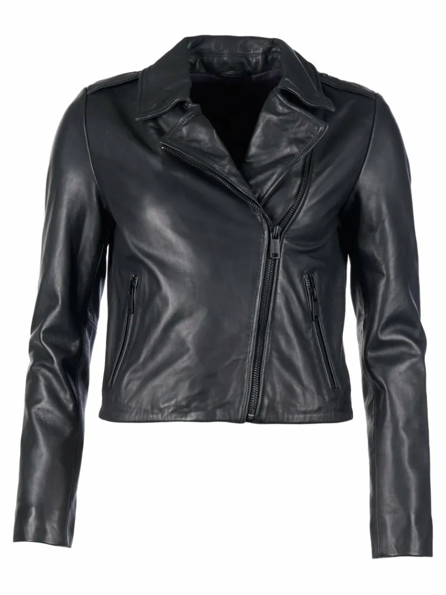 Mustang Blazer*Damen Lederjacke schwarz uni