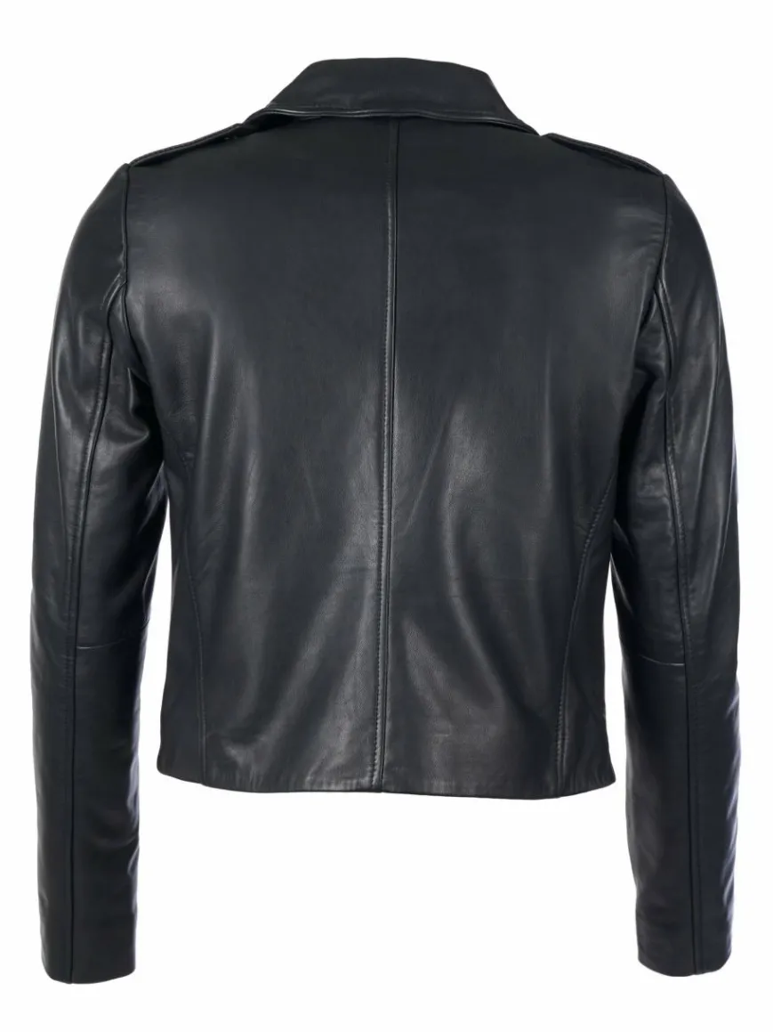 Mustang Blazer*Damen Lederjacke schwarz uni