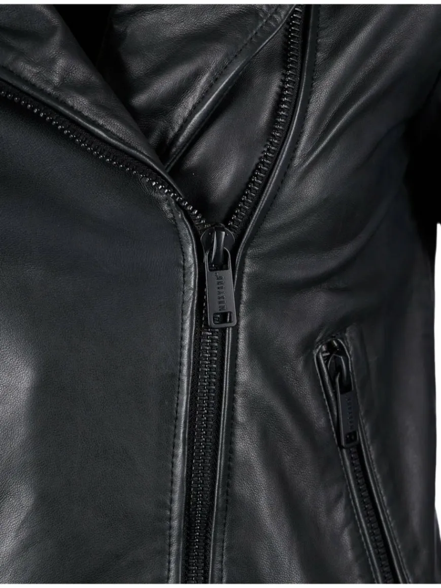 Mustang Blazer*Damen Lederjacke schwarz uni