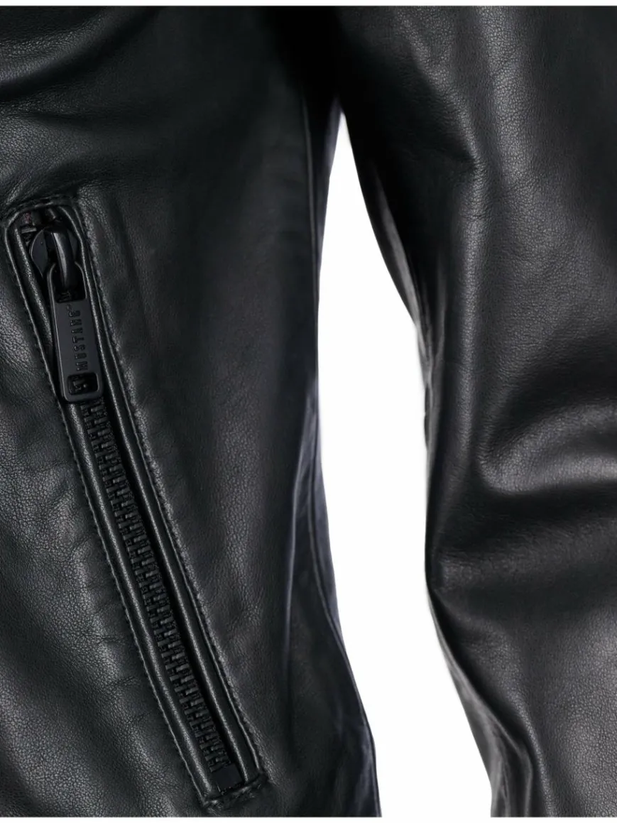 Mustang Blazer*Damen Lederjacke schwarz uni