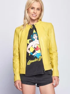 Maze Jacken & Westen*Damen Lederjacke gelb uni